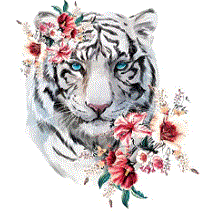 White Tiger with flowers