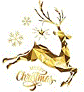 Gold, jumping reindeer, Merry Christmas