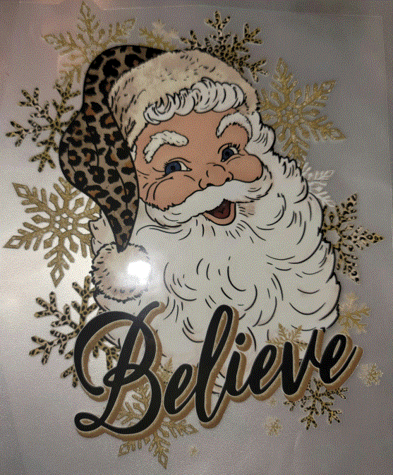 Santa, Gold, "Believe"