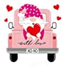 Pink truck with Gnome "with love"