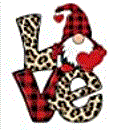 Love, Gnome with leopard and plaid letters