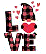 plaid love, gnome with heart