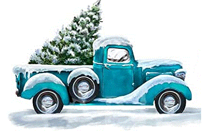 Blue Truck with tree