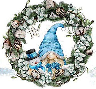 Wreath with Gnome and snowman